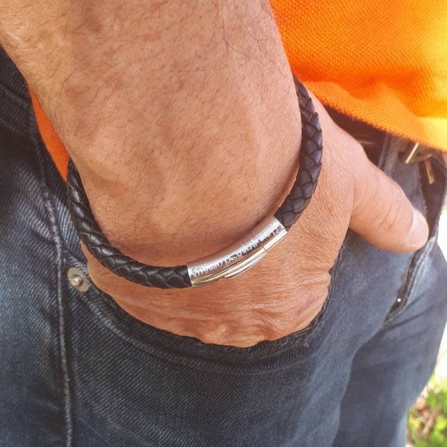 Bracelet Homme cuir torsadé - Poignet du modèle 17cm