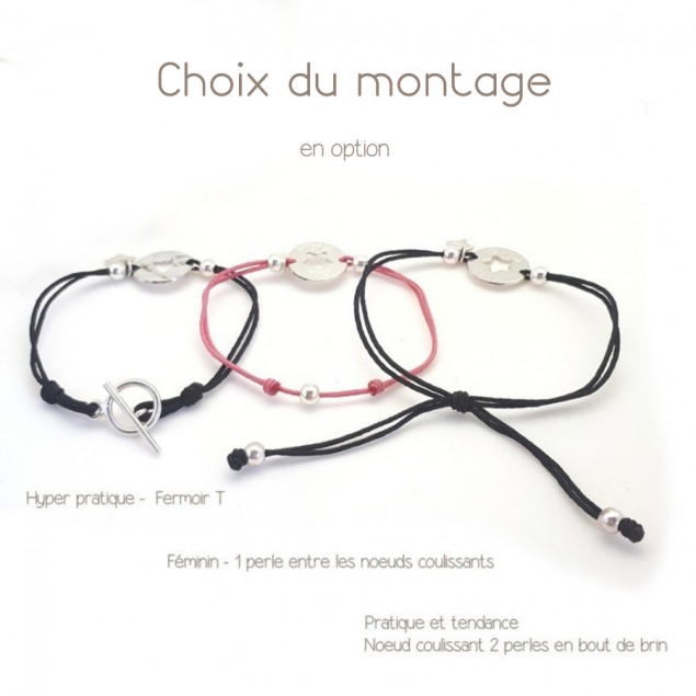 Bracelet cordon petite cible personnalisé - Argent - Bijoux Personnalisés Enfants