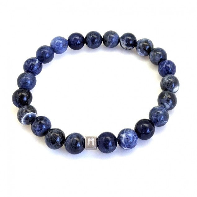 Bracelet perles bleues Sodalite pour homme - 1 à 4 cubes à personnaliser