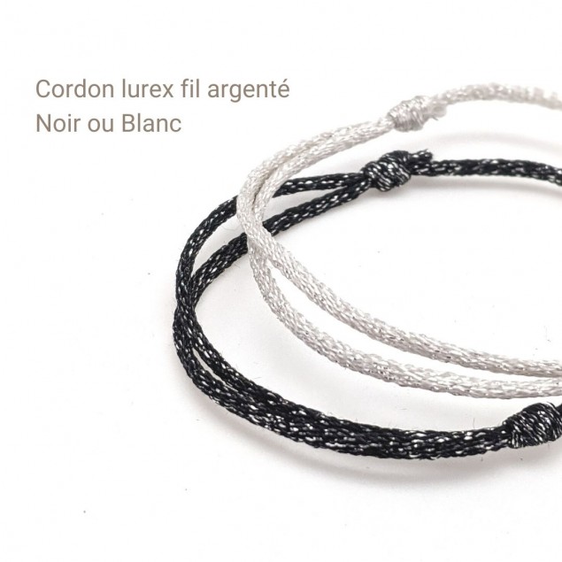 Cordon lurex avec fil argenté noir ou blanc