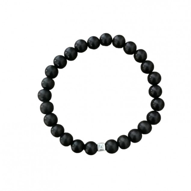 bracelet perles bois d'ébène noir homme