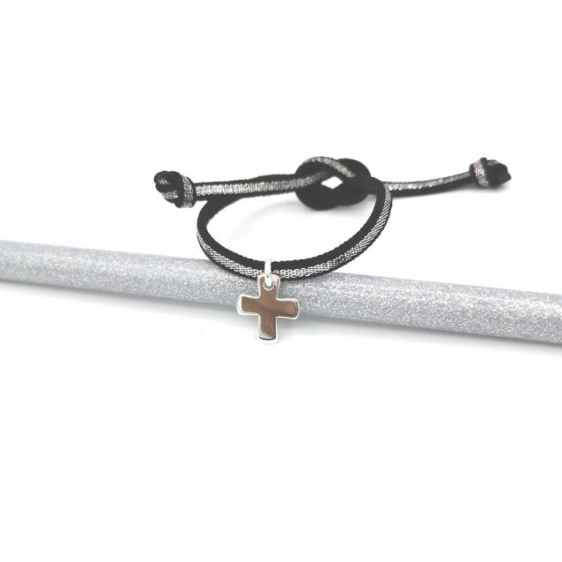 Bracelet personnalisé croix gravable - Argent - 1ère communion & confirmation