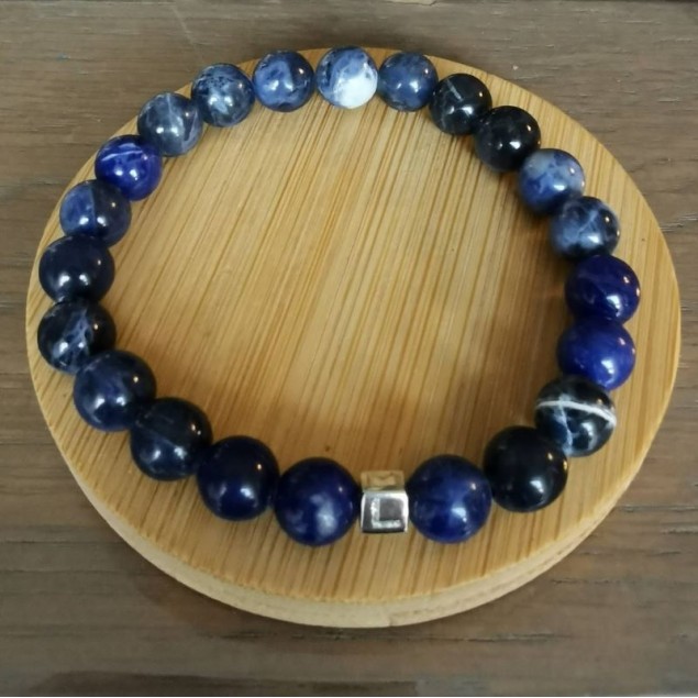 Bracelet perles bleues Sodalite pour homme - 1 à 4
