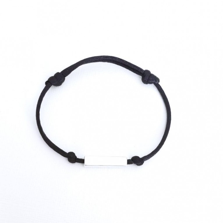 Bracelet cordon noir personnalisée avec gravure prénom ZB0334