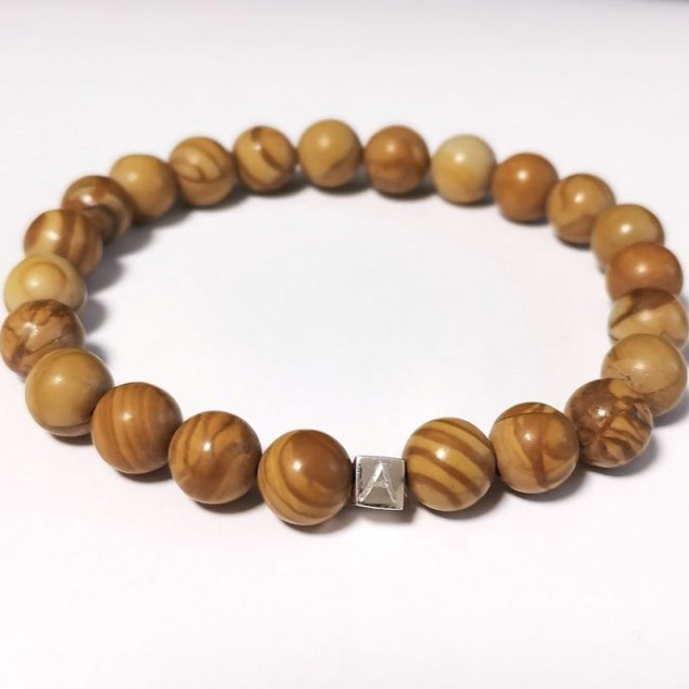 Bracelet perles jaspe bois homme - 1 à 4 cubes à personnaliser